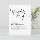 Elegant script 80e 80-jarige minimalistische verja kaart (Staand voorkant)