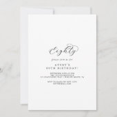 Elegant Script 80th Birthday Party Kaart (Voorkant)