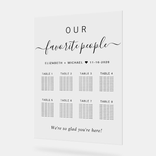 Élégant Script 8 Mariage de table Tableau de siège (Angle)