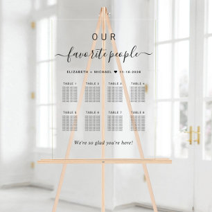 Élégant Script 8 Mariage de table Tableau de siège