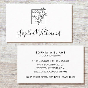 Elegant script aangepast logo modern wit visitekaartje