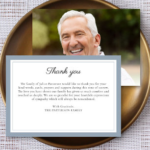 Elegant Script Aangepaste bericht begrafenisfoto Bedankkaart