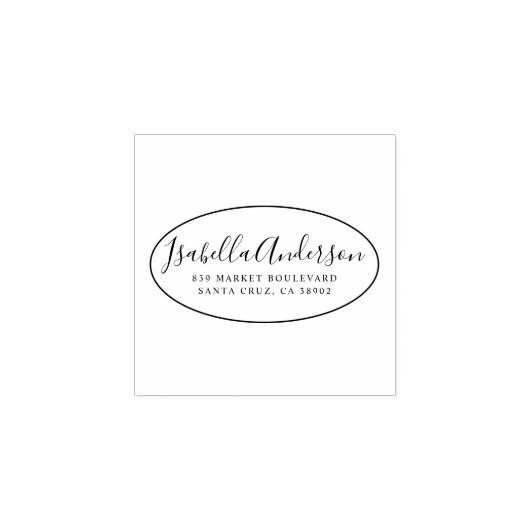 Elegant script | Aangepaste naam en retouradres Ov Rubberstempel (Afrduk)