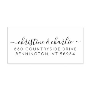 Elegant script aangepaste namen retouradres 	rubberstempel