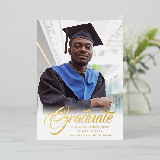 Elegant script | Aankondiging van moderne Afstudee (Staand Voorkant)