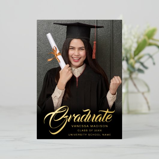 Elegant script | Aankondiging van moderne Afstudee (Staand Voorkant)