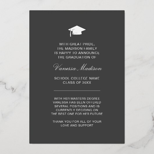 Elegant script | Aankondiging van moderne Afstudee (Achterkant)