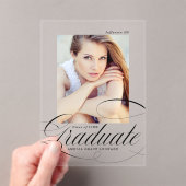 Elegant Script Acryl Afstuderen aankondiging Acryl Uitnodigingen (Insitu (Draagbaar))