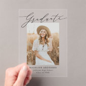 Elegant Script Acryl Afstuderen aankondiging Uitnodigingen (Insitu (Draagbaar))