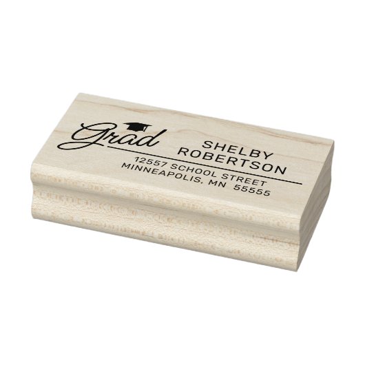 Elegant Script Afstudeerder Afstuderen retouradres Rubberstempel (Stempel)