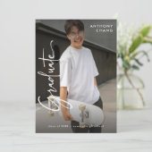 Elegant Script Afstuderen 4 Afstuderen voor fotoco Aankondiging (Staand voorkant)