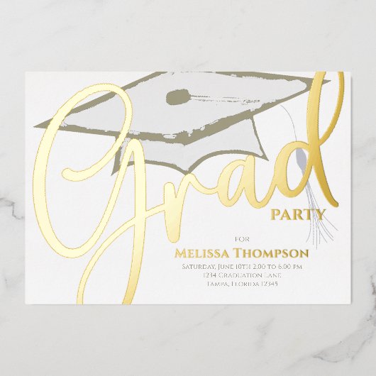 Elegant Script Afstuderen Aankondiging Sjabloon (Voorkant)