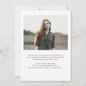 Elegant Script Afstuderen Afstuderen Foto Aankondiging (Achterkant)