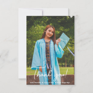 Elegant Script Afstuderen Dank u kaart - Foto