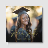 Elegant script afstuderen foto afstuderen naam gastenboek (Voorkant)