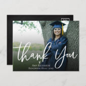 Elegant script | Afstuderen Foto Dank u Briefkaart (Voorkant / Achterkant)