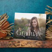 Elegant Script Afstuderen Foto Keepsake Afstuderen Fotoplaat (Zijkant)