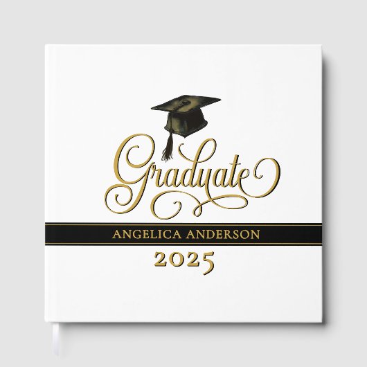 Elegant script Afstuderen gastenboek (Voorkant)