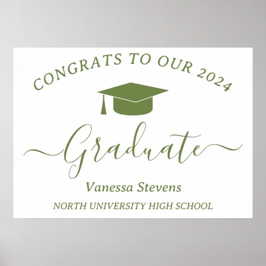 Elegant Script Afstuderen Gefeliciteerd Modern Wit Poster (Voorkant)
