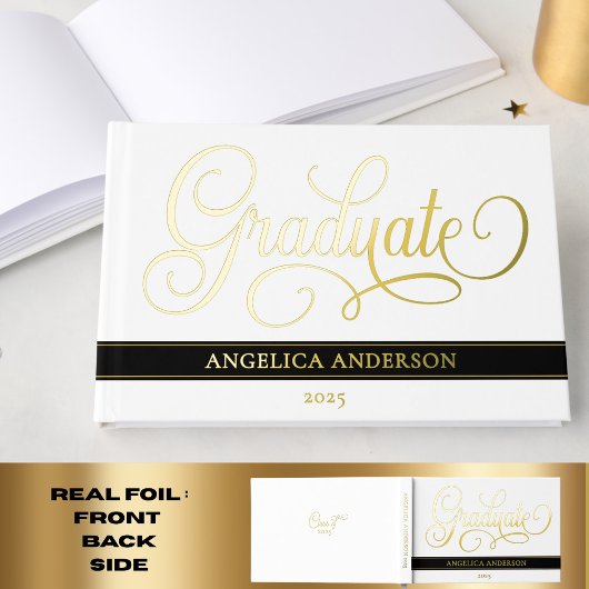 Elegant script Afstuderen Luxury Real Gastenboek