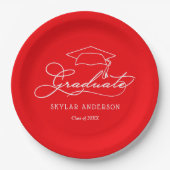 Elegant Script Afstuderen Pet Bord rood Afstuderen (Voorkant)
