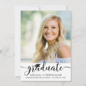Elegant Script Afstuderen Pet Foto Zwart Wit Kaart (Voorkant)