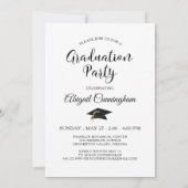 Elegant Script Afstuderen Pet Foto Zwart Wit Kaart (Achterkant)