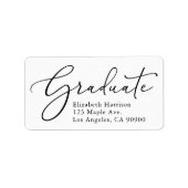 Elegant Script Afstuderen Retouradres Etiket (Voorkant)