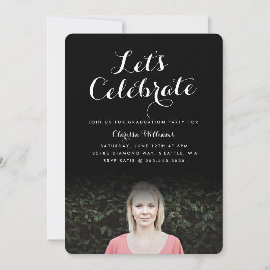 Elegant Script Afstuderen Uitnodigen Kaart (Voorkant)
