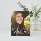 Elegant script afstuderen verticaal afstuderen uitnodiging briefkaart (Staand voorkant)