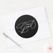 Elegant Script Afstuderen Zwart Ronde Sticker (Envelop)