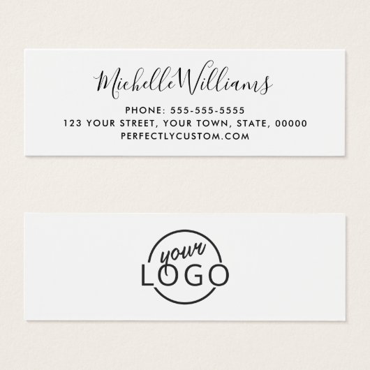 Élégant script ajouter logo blanc Mini Carte de vi (Devant & derrière)