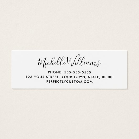 Élégant script ajouter logo blanc Mini Carte de vi (Devant)