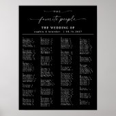 Elegant Script Alfabetische bruiloft zitgrafiek Poster (Voorkant)