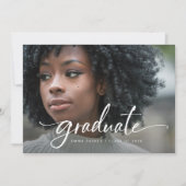 Elegant Script and Black Photo QR Code Grad Party Kaart (Voorkant)