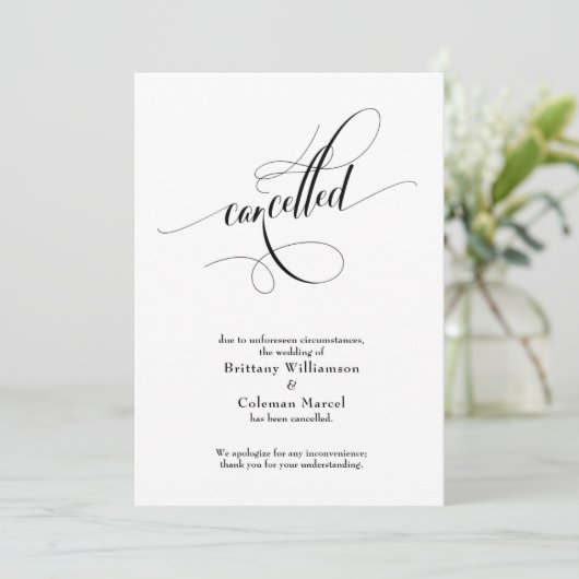 Élégant script annulé Mariage Faire-part (Debout devant)