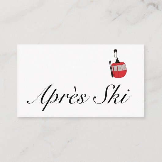 Elegant script Après Ski Skiers Informatiekaartje (Voorkant)