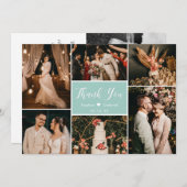 Elegant Script Aqua Wedding Multi Photo Collage Bedankkaart (Voorkant / Achterkant)