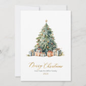 Élégant Script Arbre Non Photo Cartes de Noël (Devant)