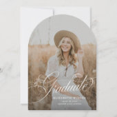 Elegant Script Arch Photo Afstuderen Aankondiging (Voorkant)