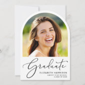 Elegant Script Arch Photo Afstuderen Aankondiging (Voorkant)