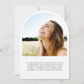 Élégant Script Arch Photo Graduation Faire-part (Dos)