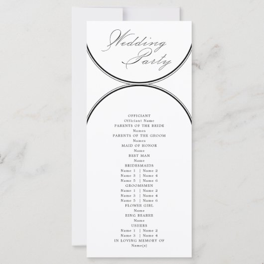 Élégant Script Arches Programme de mariage blanc (Dos)