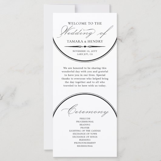 Élégant Script Arches Programme de mariage blanc (Devant)