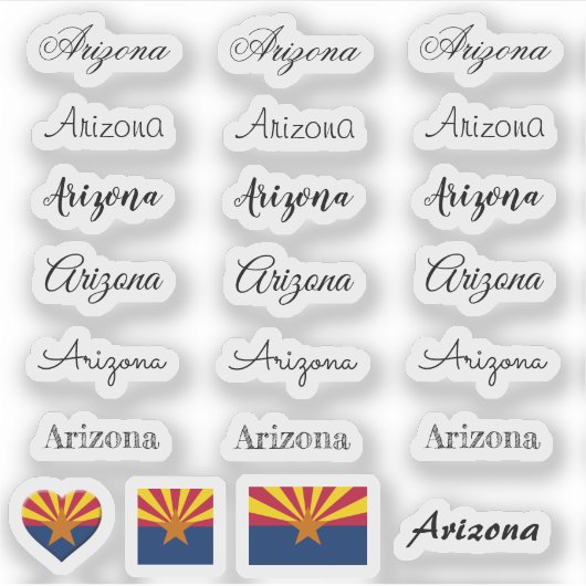 Elegant script Arizona & Arizona Flag /name Set Sticker (Voorkant)