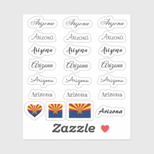 Elegant script Arizona & Arizona Flag /name Set Sticker (Vel)