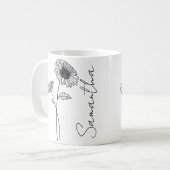 Elegant Script Aster September Geboortemaand Bloem Koffiemok (Voorkant links)