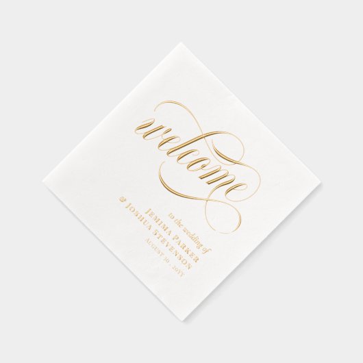 Élégant Script Avec Flèches Mariage Welcome Gold (Droite)