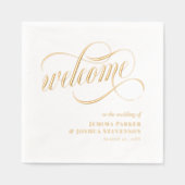 Élégant Script Avec Flèches Mariage Welcome Gold (Recto)