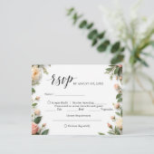 Élégant Script avec floral et choix de repas RSVP (Debout devant)